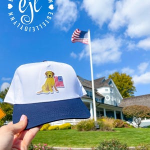 Patriotic Puppy Trucker Hat / Patriotic Hat / 4th of July / America Hat / Red, White, Blue