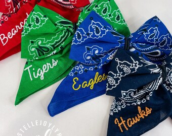 Embroidered Bandana Bow Vintage Chain Stitch: One-of-a-Kind Sample