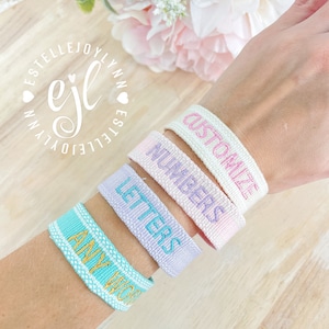 Custom Embroidered Bracelet / Personalized Bracelet / Any Letters, Numbers or Words / Friendship Bracelet / Boho Tassel Bracelet