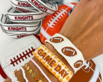 Football Bracelet || Embroidered Bracelet / Game Day Bracelet / School Spirit / Adjustable || Embroidered Bracelet || Woven || Friendship