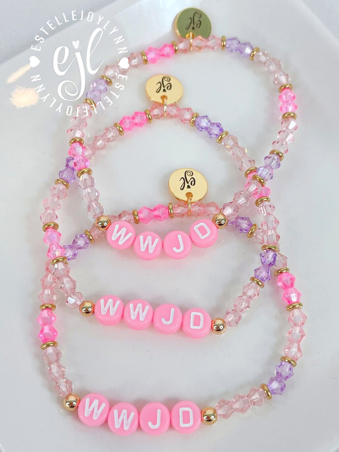 WWJD Pink Beaded Bracelet / WWJD Bracelet / What Would Jesus Etsy