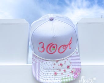 30A Florida Embroidered Patchwork Trucker Hat in Pink and Lime Green