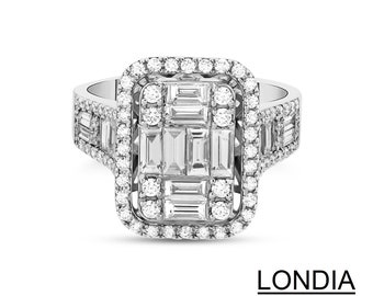 1.80 ct  Diamond Baguette Engagement Ring