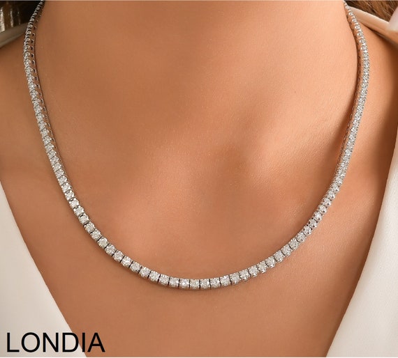 Diamond Eternity Necklace 14k Gold Diamond Necklace Clair Tennis