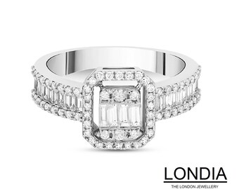 0.92 ct  Diamond Baguette Engagement Ring