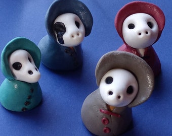 Cute Small Skull Buddies - Unique Clay Figurine