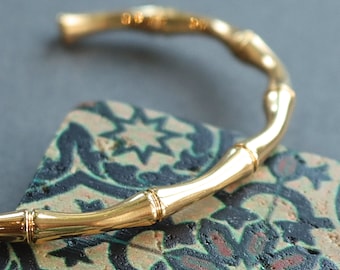 Vintage Krementz Gold Overlay Bangle Bracelet Bamboo Design