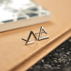 Geometric Studs, Triangle Earrings Sterling Silver, Modern Jewellery, Dainty Earrings