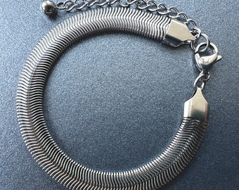 Silver Bracelet Chain: Thick Stainless Steel Minimalist Jewelry