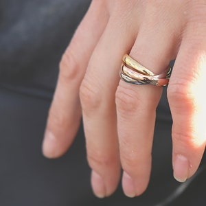 Bague superposée, triple bague en acier inoxydable entrelacée, Love Faith Hope, bague de promesse trois en un
