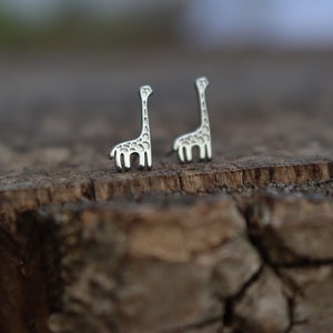 Sterling Silver Giraffe Stud Earrings: Animal Lover Jewelry