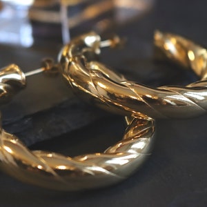 Twisted Hoop Earrings, Large Hoop Earrings For Women, Gold Plated Jewellery