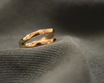 Anello regolabile a doppia linea in oro per donna, gioiello minimalista, acciaio inossidabile placcato oro 18k