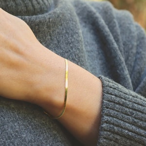 Sterling Silver Snake Chain Bracelet, Real Gold Plated 18k, Gift For Her, Branded Eco Packaging Ready For Gifting