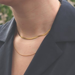 Simple Design Double Layer Snake Chain Choker, 18k Gold Plated Necklace For Women