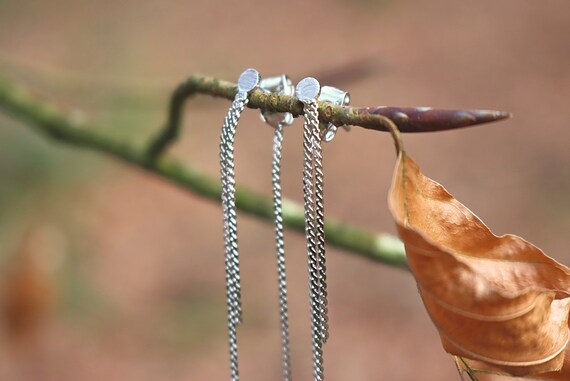 Sterling silver Tassel Chain Earrings 6 chains dangle solid 925 Long