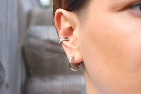 ③Own Light Ear Cuff Ring【#Casual】Silver 3mm Mirror Shine Ear Cuff Sterling Silver | No Piercing - Etsy