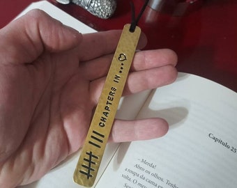 Bronze Bookmarker. 5'' x 0.6''. 8 or 19 tally marks Chapters In. Beautiful GIFT for Wedding, Dating Anniversary, Birthday.