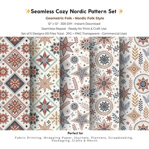Nordic Geometric Folk Motifs | Flat Vector Cozy Symmetry Set | JPG PNG