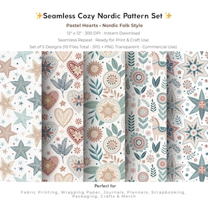 Hand-Drawn Vector-Style Nordic Folk Illustrations | Cozy Pastel Set