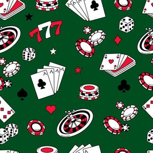 Jeux de hasard, Casino Green Fabric, Cartes, Dés, Jetons, Las Vegas