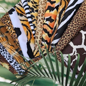 Create Your Own FAT QUARTER BUNDLE: Animal Skin Fabric Prints, Tiger, Cheetah, Cow, Giraffe, Zebra, Exotic, 100% Cotton Fabric