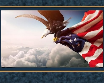 FLIGHT OF FREEDOM Eagle Fabric Quilt Panel 36&quot; x 45&quot;, 100% Cotton Fabric