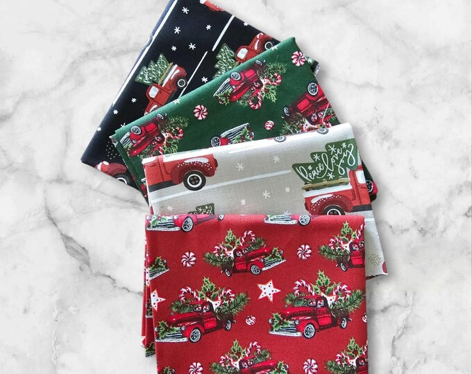 4 Christmas Fat Quarter Bundle 18" X 22", 100% Cotton Quilt Fabric ...