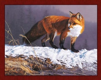RED RHAPSODY Fox Fabric Quilt Panel, 36" x 45", 100% Cotton Fabric