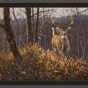 Backwoods Runner, Deer Fabric Quilt Panel 36" x 45", 100% Cotton