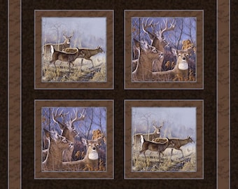 THE RUTS Deer Fabric Quilt Pillow Panel, 36" x 45", 100% Cotton