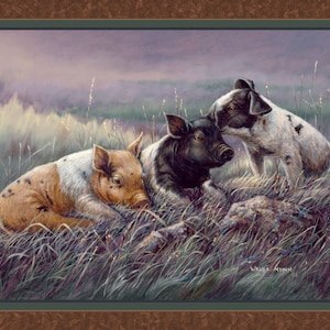 THREE LITTLE PIGS Fabric Quilt Panel 36&quot; x 45&quot;, 100% Cotton