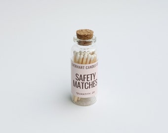 Mini Jar of Safety Matches | Candle Gift | Candle Accessory | Small Glass Jar | White Tip Matches | Striker Pad