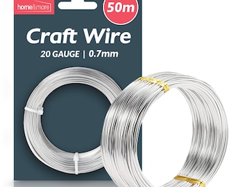 50m craft wire 0.7mm 20 gauge jewellery modelling bendy silver aluminium florist