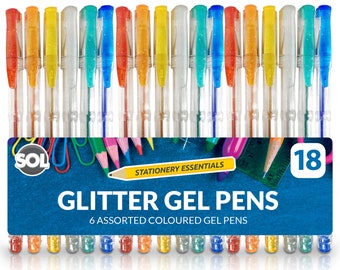 18 pack glitter gel pens set | shimmering pen for adult colouring book kids