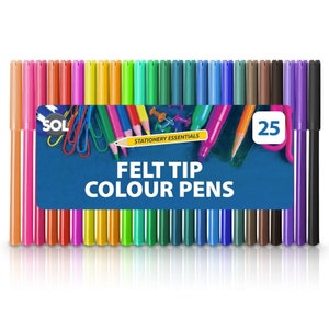 Colour Therapy 20 Rainbow Fine Felt Tip Pens. Bright Range of Colours,  Quality Pens. Back to School, Home, Office, Work, University 