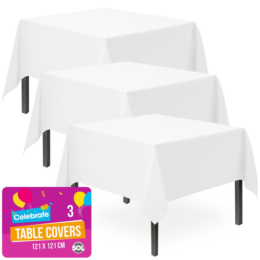 White Plastic Table Cover
 3pk White Plastic Table Covers Tablecloth Disposable Wipe Clean Party