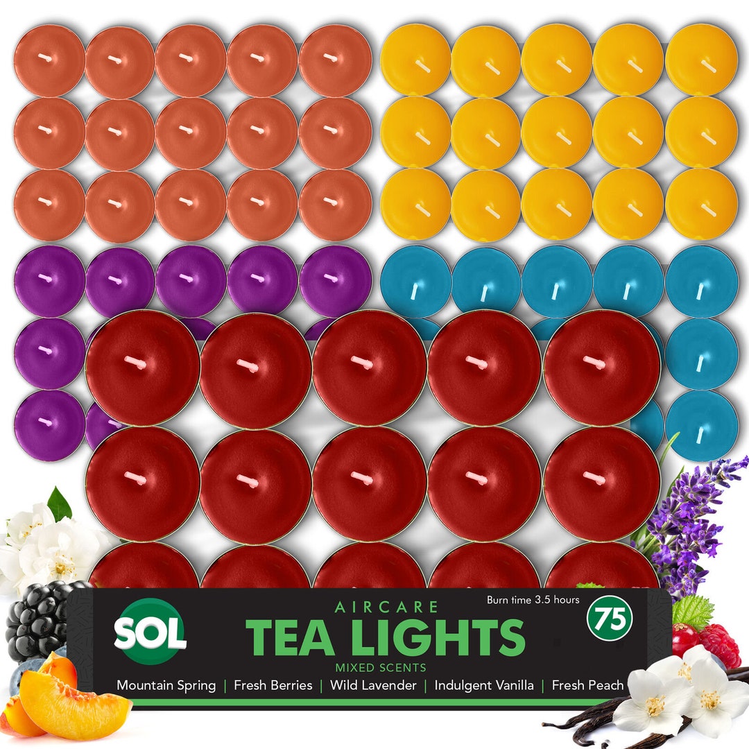 75pk Scented Tea Lights Candles Various Perfumes 4 Hour Burn Night T