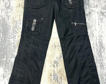 Esprit Seditionaries Bush Pant Zipper Pocket Black Denim Hoods Japanese Brand Men Women W32