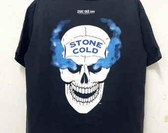 Vintage 00's  Stone Cold WWF Skull Smoke BackHit T shirt