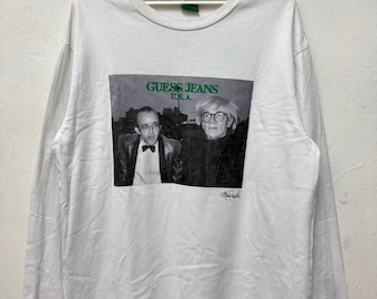 Vintage Guess Keith Haring X Andy Warhol T shirt / Vintage 90's  Ricky Powell Photographer T shirt / Embroidered Logo T shirt / Size M