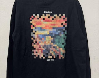 Edward Munch Painter The Scream Long Sleeve t shirt / Rainbow Art Work Tee / Vintage Tee Painter Tee / size XL
