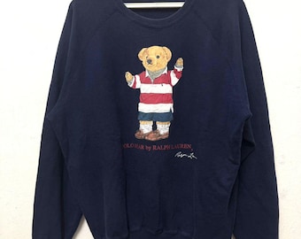 Vintage Polo Ralph Lauren Sweatshirt Bear / 90's Vintage Ralph Lauren Sweatshirt / Cotton Sweatshirt Polo Bear / Size M