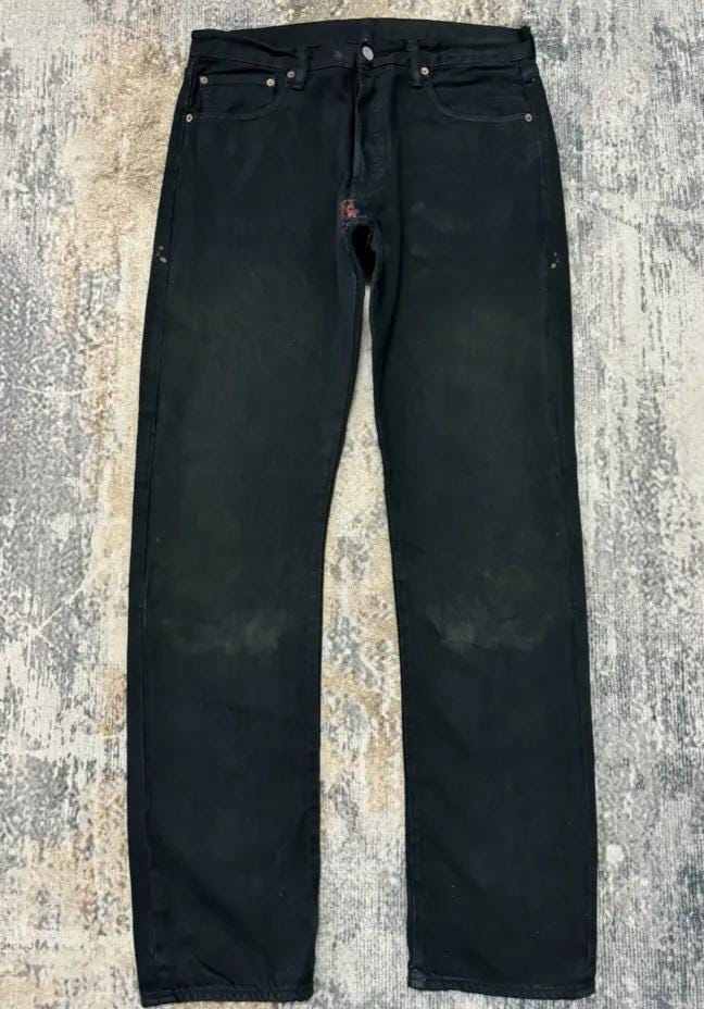 Vintage Levi's 501 Distressed Black Denim Jeans Regular Men women Waist 34