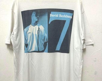 Vintage David Beckham No 7 Photo Shoot T shirt /England World Cup Tee / 90's Vintage Tee Football T shirt / Size XL