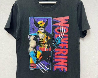 Vintage 90's Wolverine Marvel Comics Superhero T shirt / Marvel T shirt / Cartoon T shirt / Size Small Black Tee  / Xmen T shirt Men Women