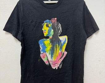 Vintage 90's Rene Magritte T shirt / Art work Tee / Design Photo Tee / artist Art Design  Tee / La Skins Art Tee Graphics / Size M