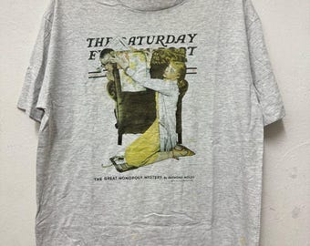 Vintage 90s The Saturday Evening Post Magazine Artwork American/ The Great Monopoly Mystery / The Curtis T shirt / Vintage T shirt / Size M