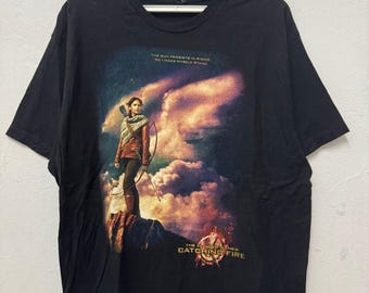 The Hunger Games Catching Fire T shirt / Gaming T shirt / Photo Promo Video Games CD / Games Action T shirt / Size XL