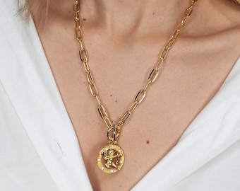 24K Glänzend Vergoldet Engel Anhänger Bulk Ketten Halskette, Weihnachtsgeschenk